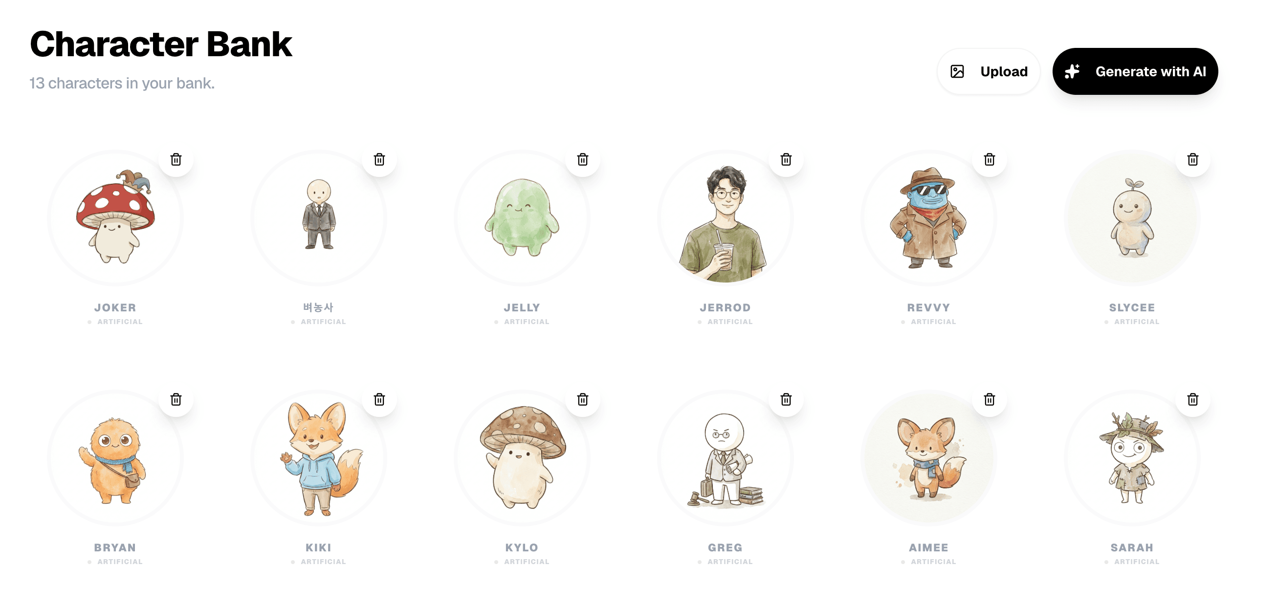 전문직 페르소나가 있는 Slycee Studio Character Bank
