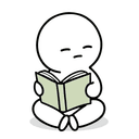 Slycee-personage leest een boek op de Studio-blog